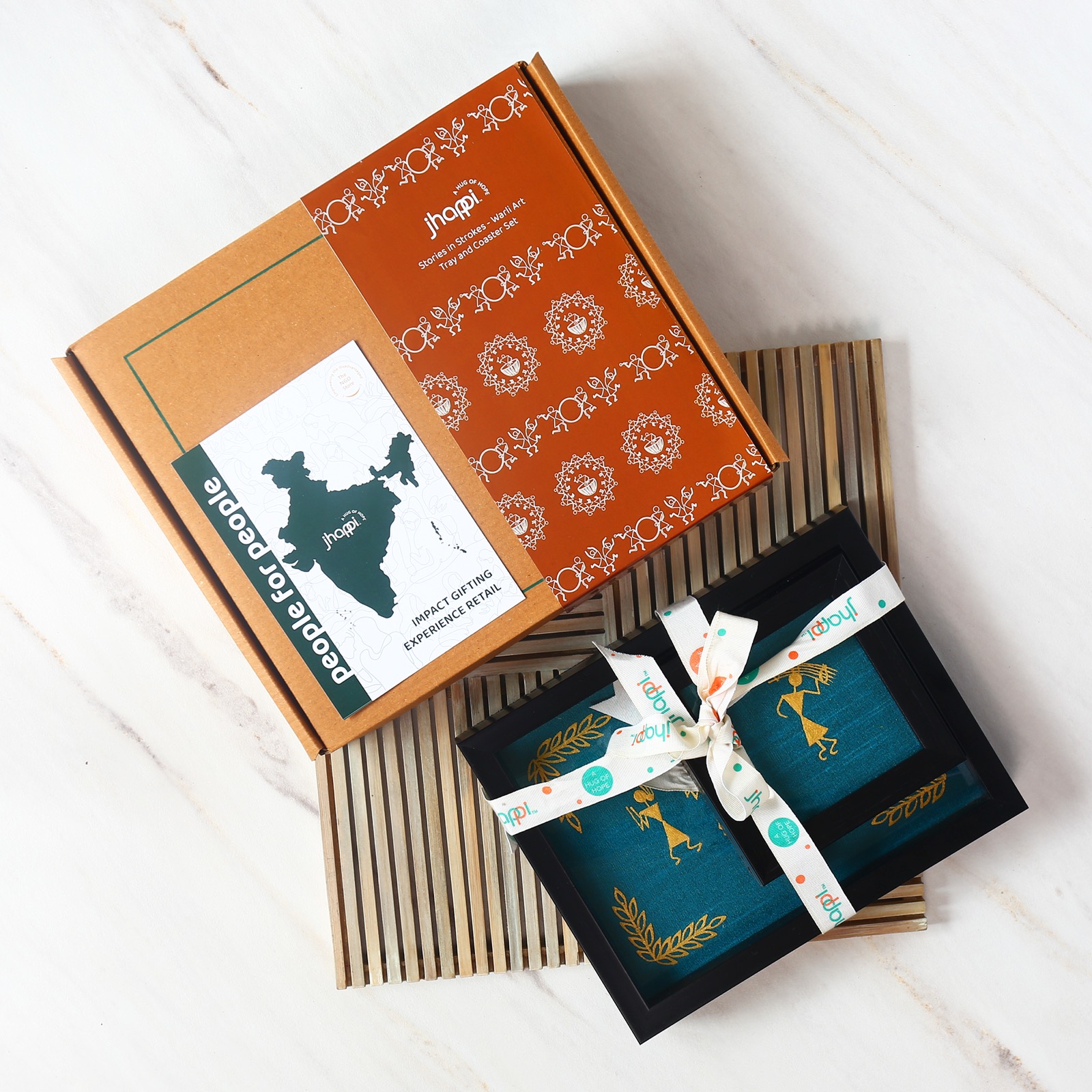 Warli tray and coasters set